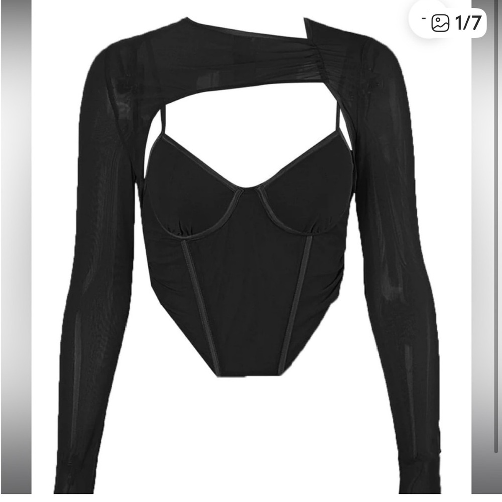Elegant Black Long Sleeve Bodysuit